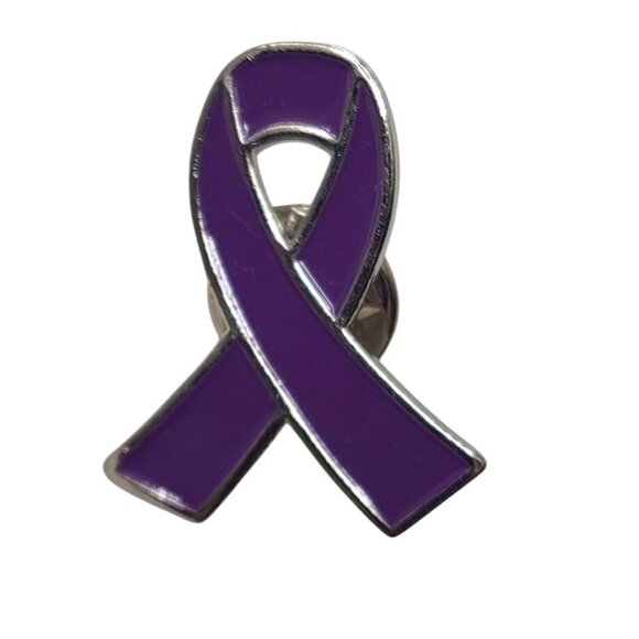 Purple Awareness Ribbon Pin Badge Alzheimer Domestic Violence - Picture 1 of 5